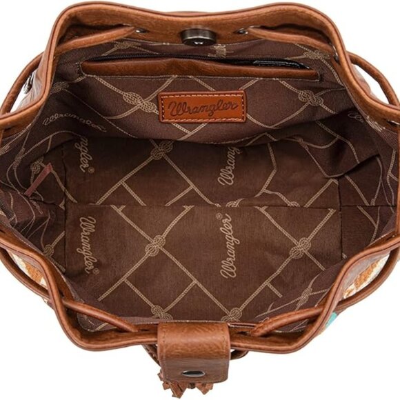 NEW! Wrangler Hobo Bags for Women Designer Aztec Bucket Purses Western Tapestry - Picture 4 of 6